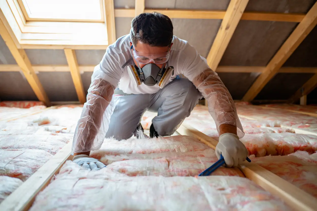 Pose de laine isolante en combles