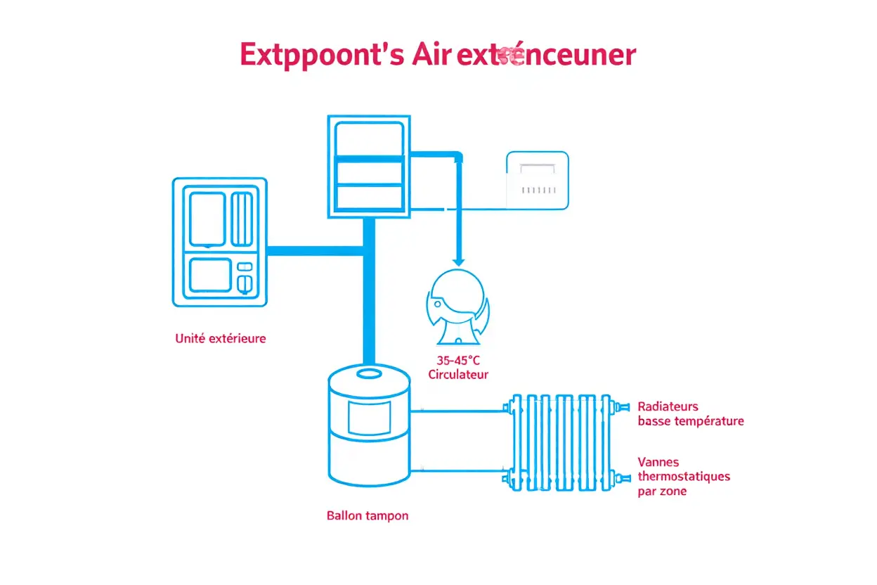 Schéma d'intégration PAC maison ancienne