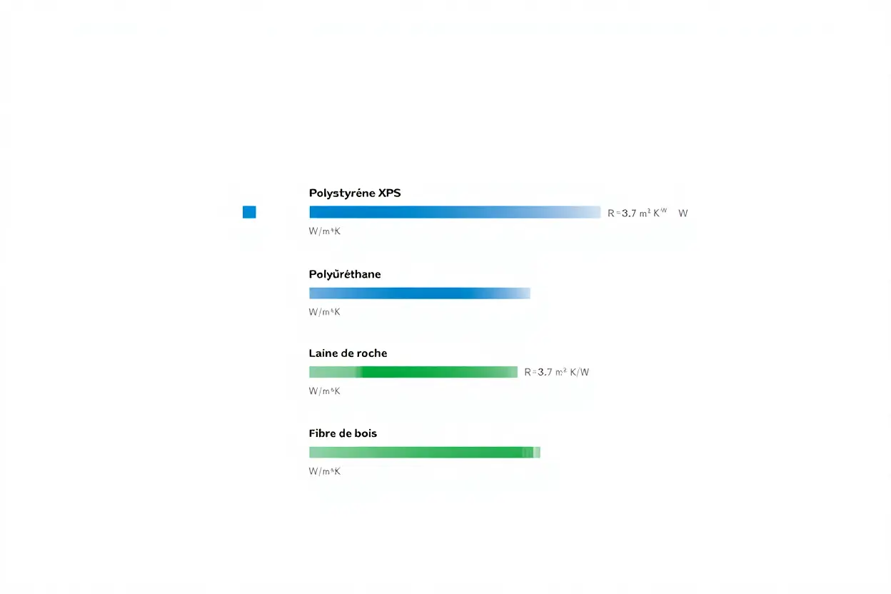 Comparaison d'épaisseurs d'isolants pour R=3,7