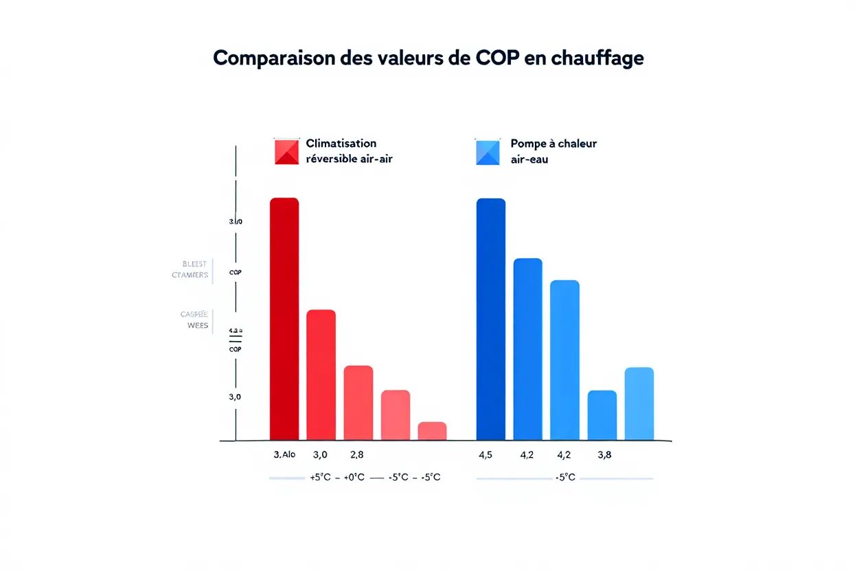 Comparaison COP chauffage