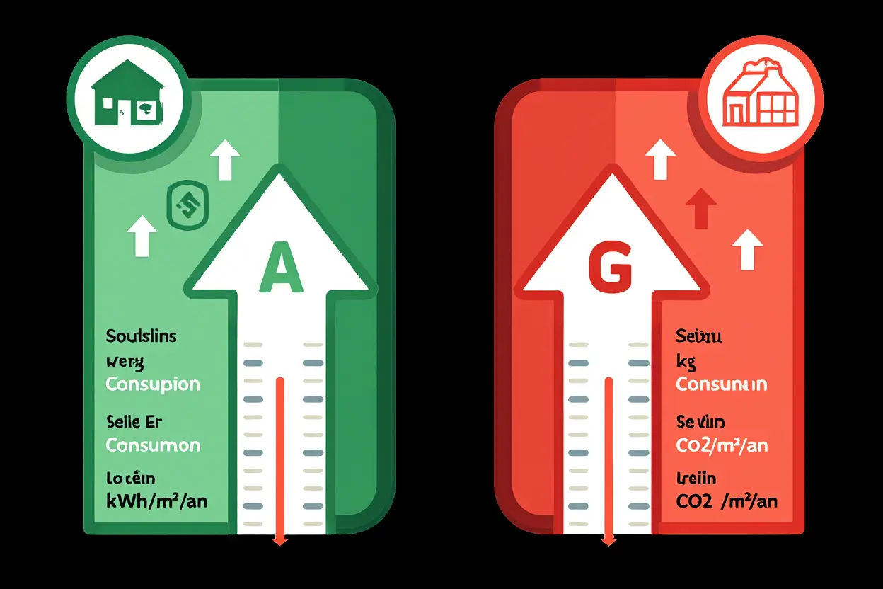 Comparaison étiquettes énergétiques A et G