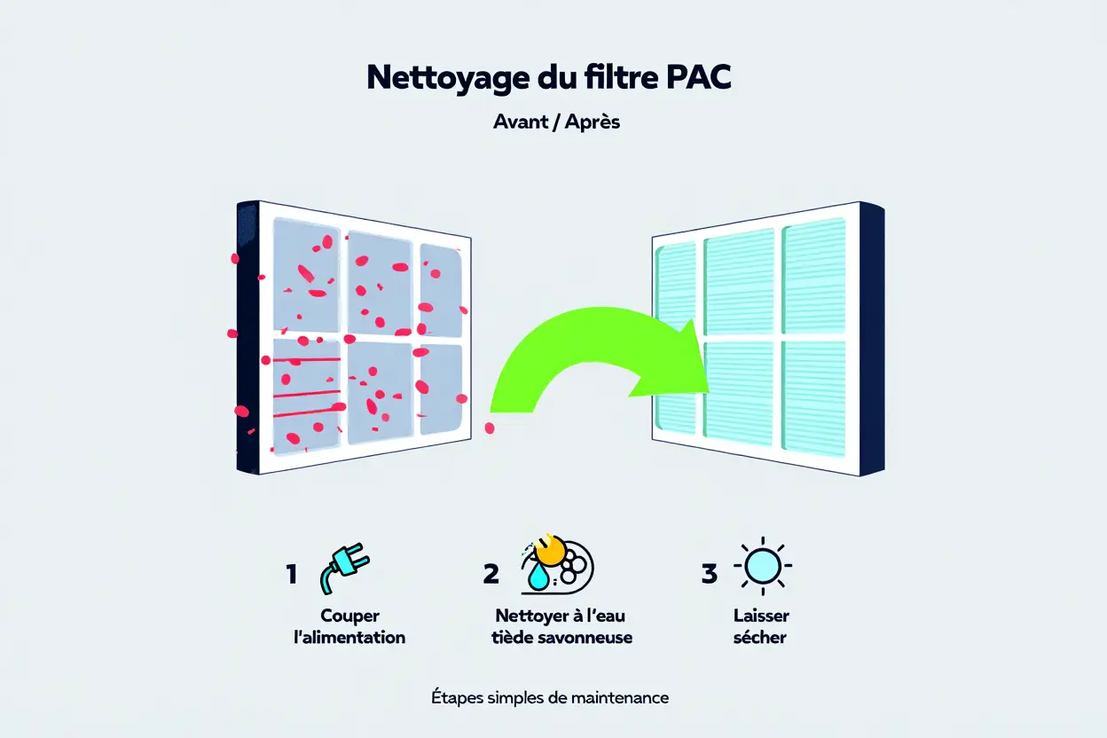 Guide illustration du nettoyage du filtre