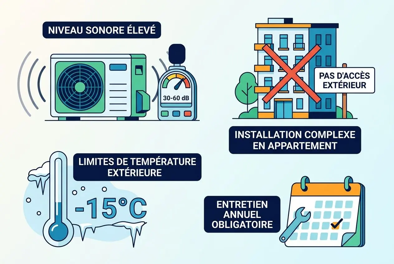 Inconvénients et contraintes de la pompe à chaleur air-eau