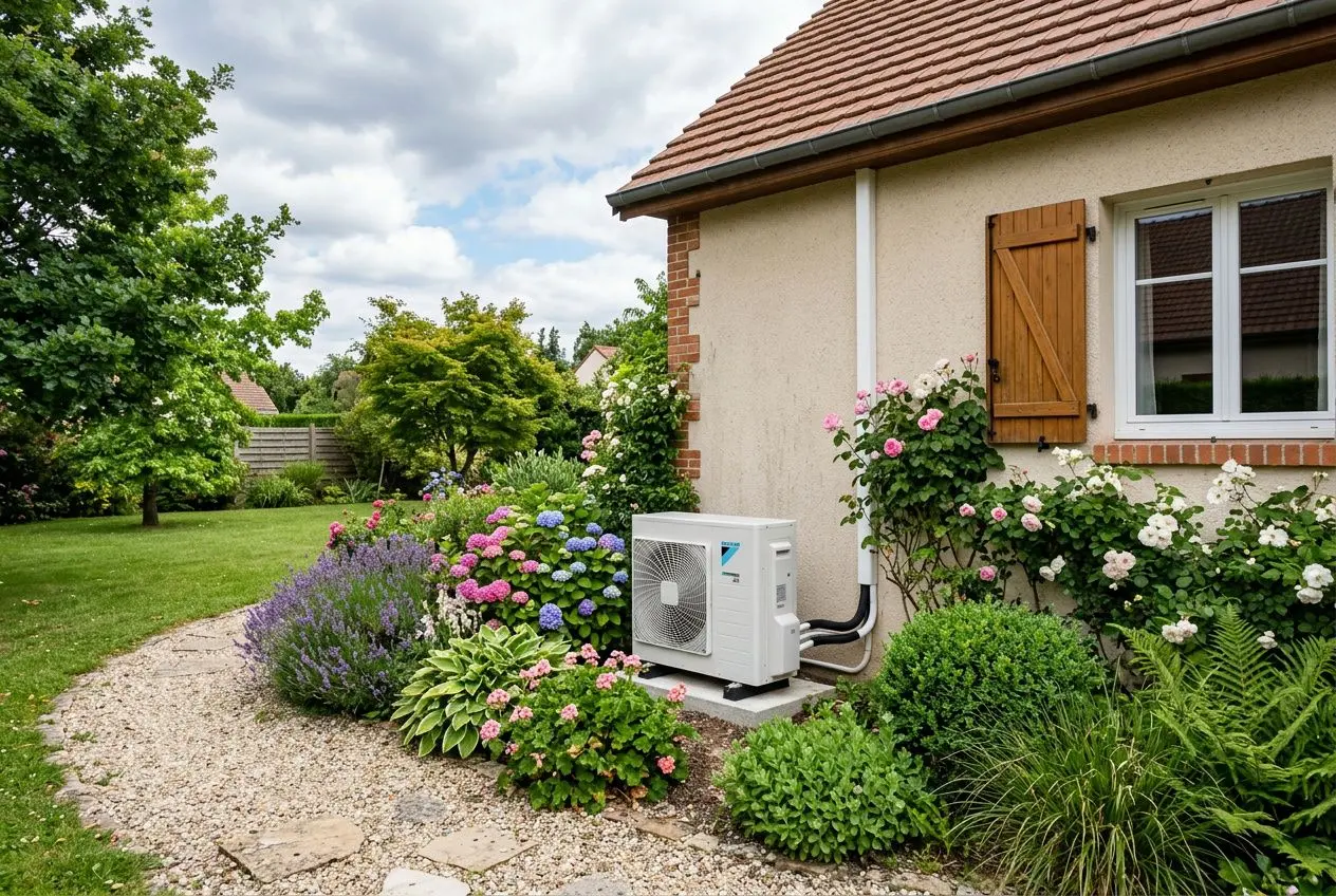 Installation d'une pompe à chaleur air-eau dans un jardin