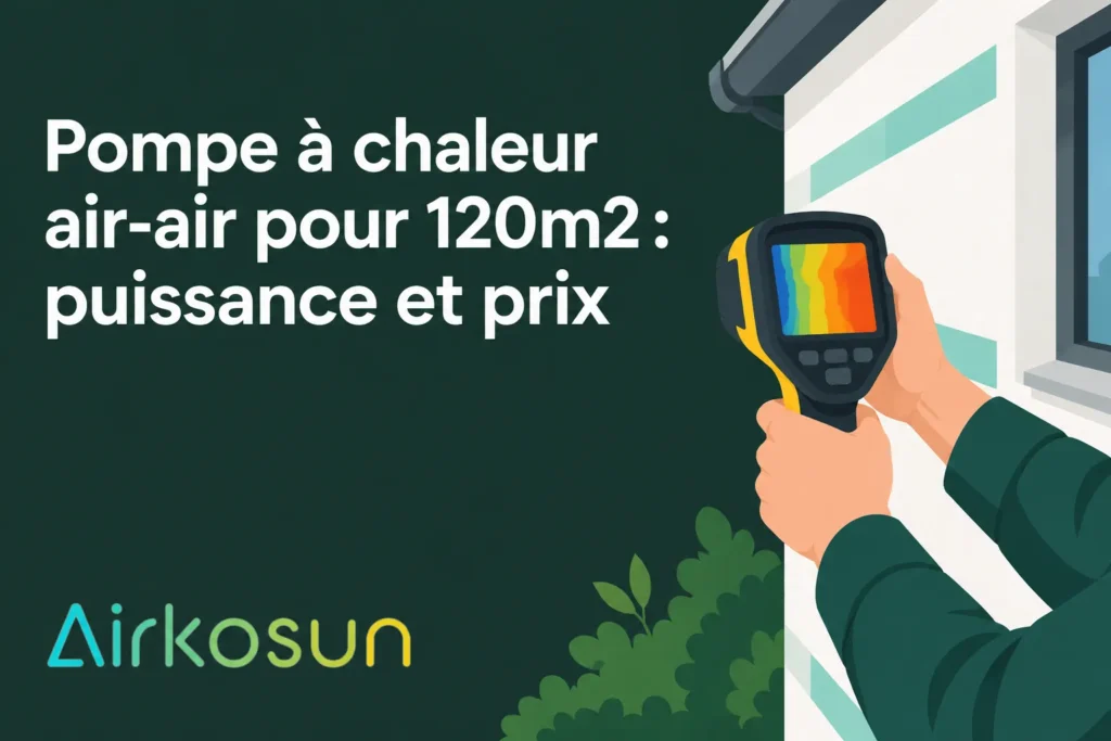 Personne tenant un appareil de thermographie infrarouge devant une façade de maison.